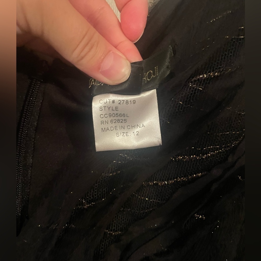 Tadashi Shoji Black Silk Overlay Dress Sz 12 Cocktail Formal Wedding Guest - Picture 8 of 9